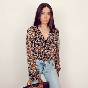 ralph lauren floral frill wrap top